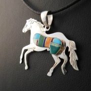 Inlaid Horse Multistone Pendant