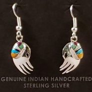 Navajo Bear Paw Multistone Inlay Earrings