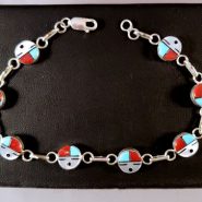 Zuni Link Bracelet with Sunface (Zia)