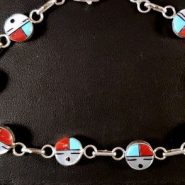  Zuni Link Bracelet with Sunface (Zia)