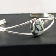 Navajo Cuff Bracelet with White Buffalo