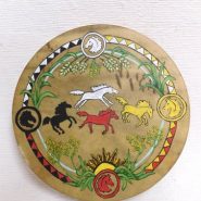 Cherokee Painted Buffalo Drum with Horses