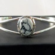 Navajo Cuff Bracelet with White Buffalo