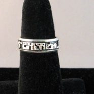 Hopi Overlay Ring with Dancers and Pueblo