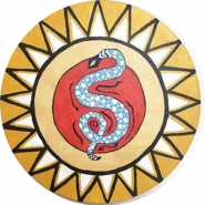 Cherokee Painted Buffalo Drum with Snakes