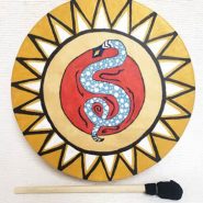 Cherokee Painted Buffalo Drum with Snakes